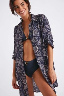 Chemise De Plage Bleu Marine Imprimé Cachemire NOLIE VOILJAYERA -Joli Vetement 22e nolie voiljayer zhi06 dev4