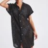 Chemise De Plage Noire Broderie Anglaise PAQUEA PALACA
