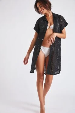 Chemise De Plage Noire Broderie Anglaise PAQUEA PALACA -Joli Vetement 22e palaca paquea zhe01 dev3